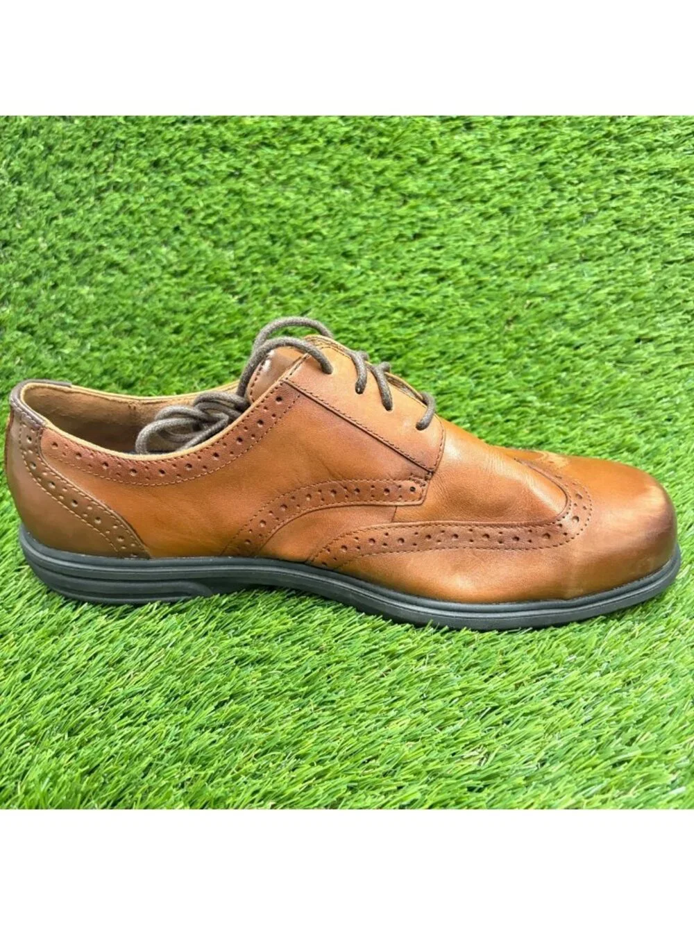 Florsheim Loedin SR Mens Size 12 Brown Leather Steel Toe Wingtip Oxford Shoes